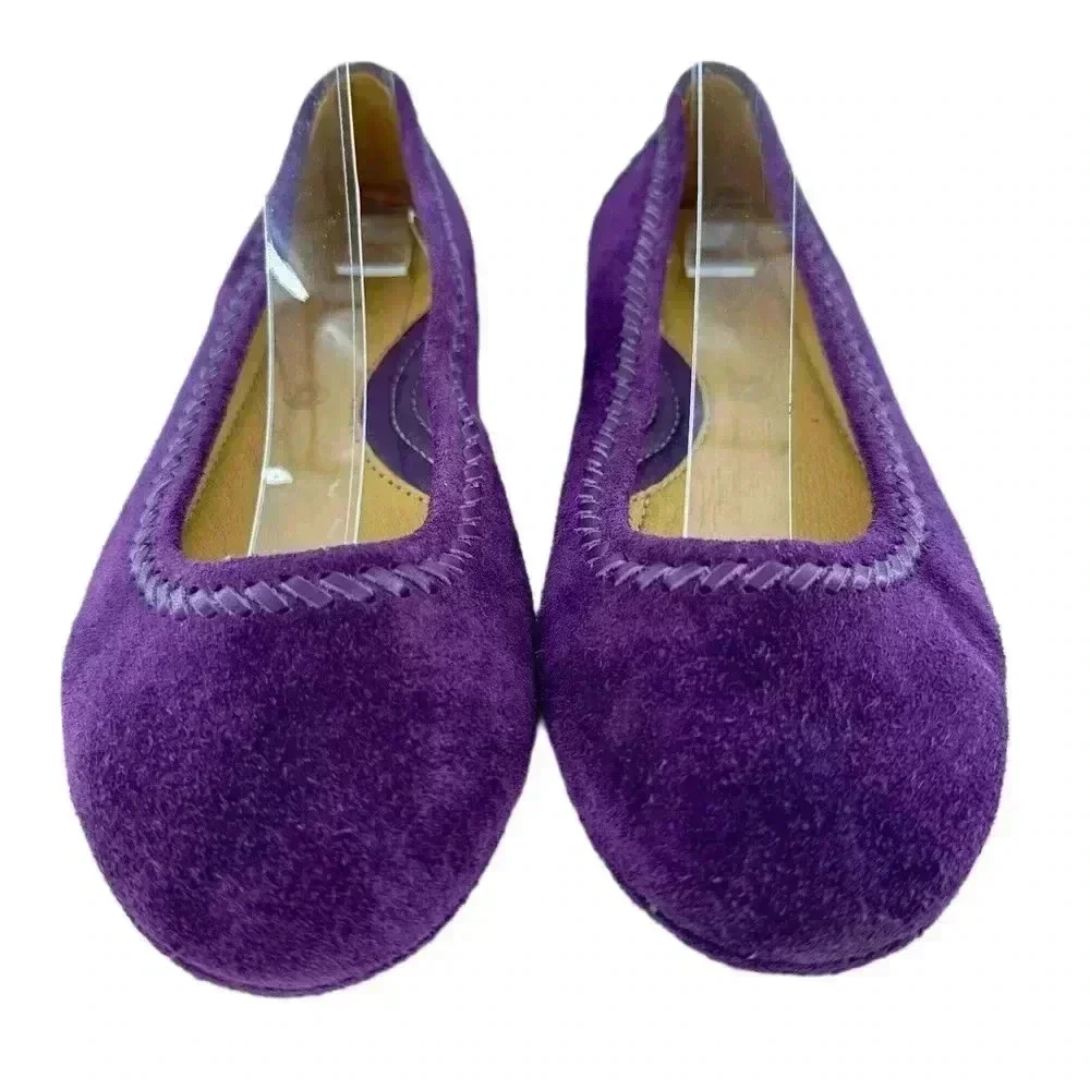 Bussola womens Inca flats size 37 purple suede ballet